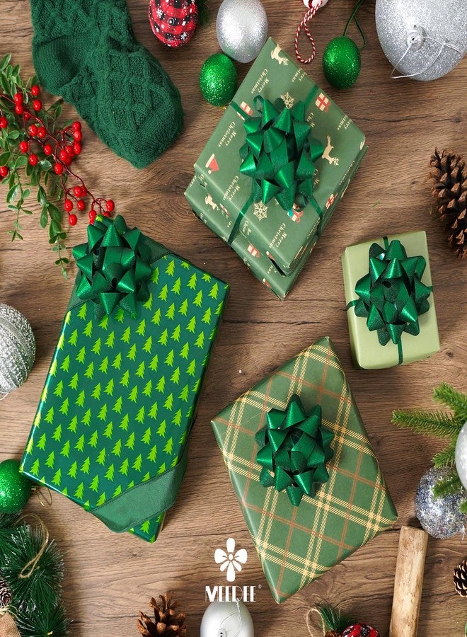 MEEDEE 4.5 inch Green Linear Glitter Gift Bow Self Adhesive Bow for Holiday, Everyday, All-Occasion, Gift Wrapping Paper, Bags and Boxes Decorations (12 Counts) - Image 4
